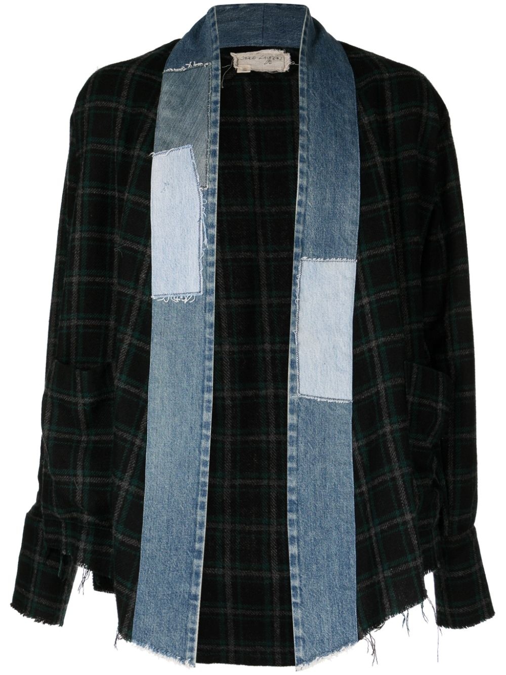 patchwork checked open-front jacket - 1