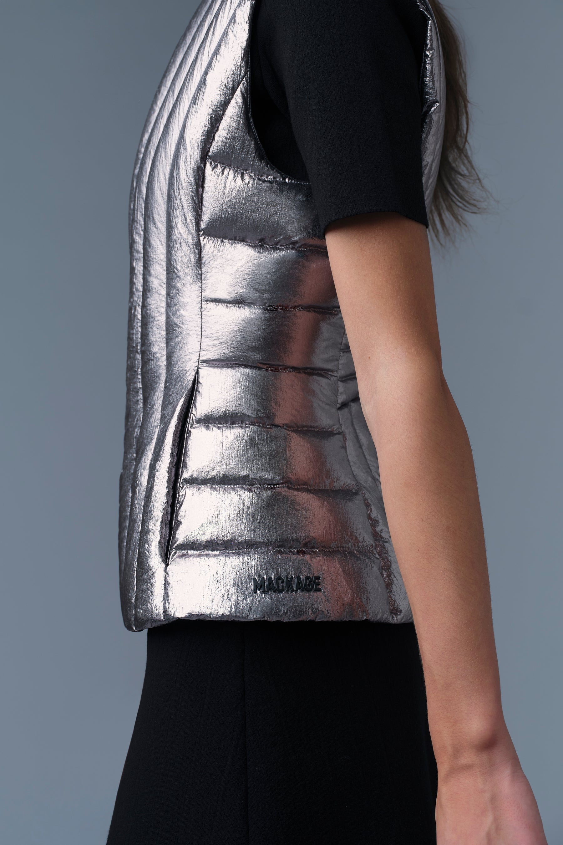 LILYAN-M Metallic Laminate Light Down Vest - 5