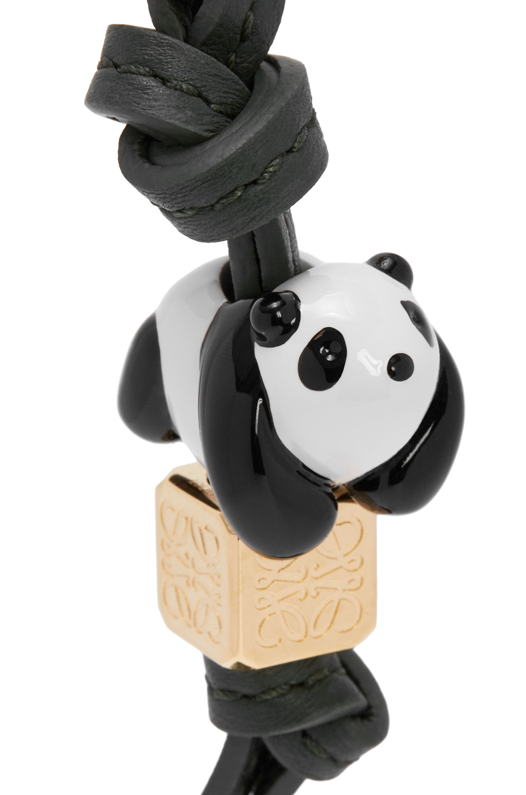 Panda dice charm in calfskin and brass - 2