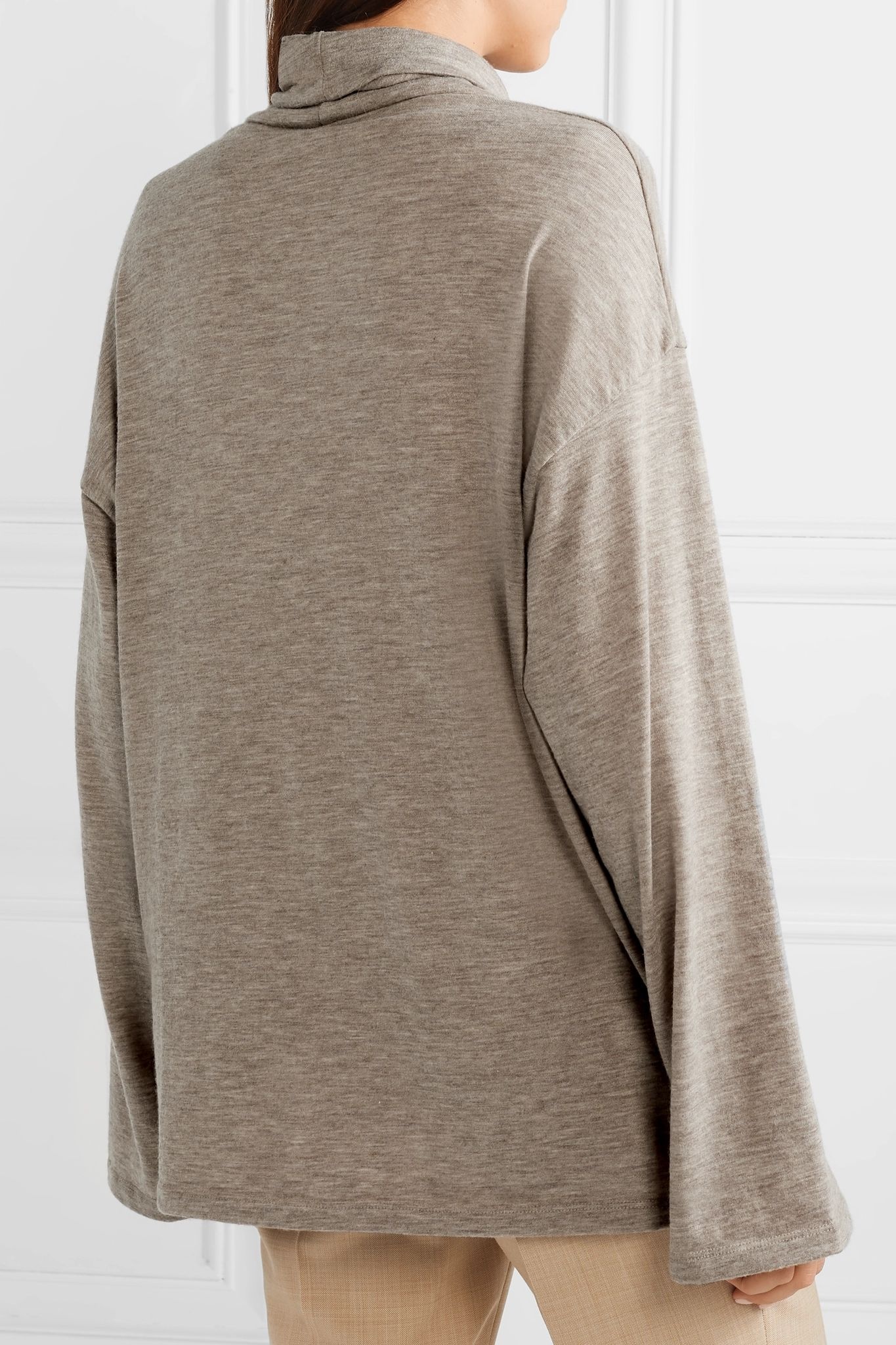 Zalani oversized mélange stretch-cashmere turtlneck sweater - 4