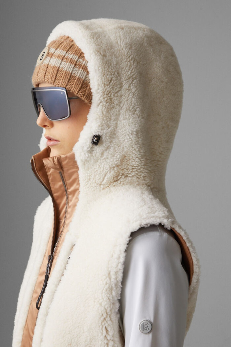 Katia Lambskin waistcoat in Off-white/Camel 6