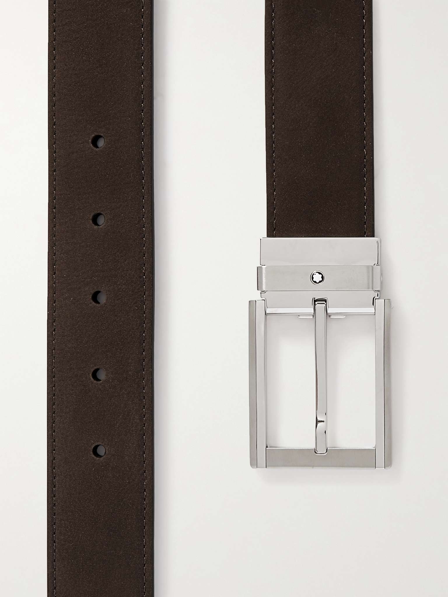 3.5cm Reversible Suede and Pebble-Grain Leather Belt - 7