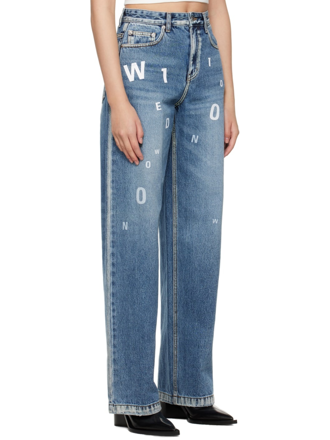 Navy Random Logo Jeans - 2
