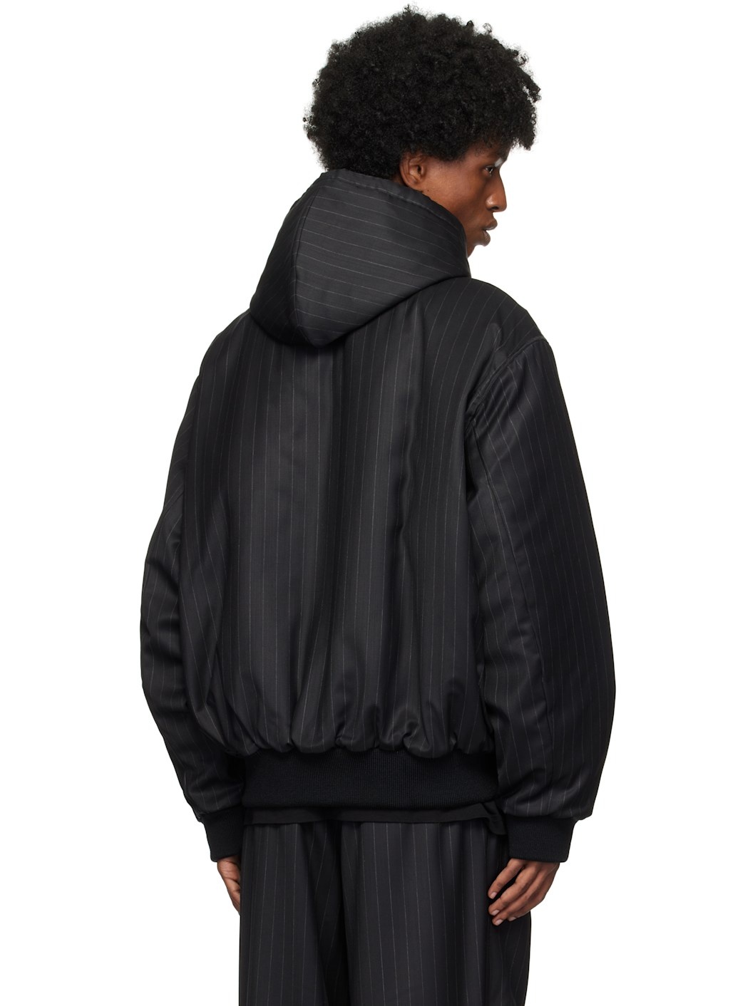 Black Hooded Bomber Jacket - 3