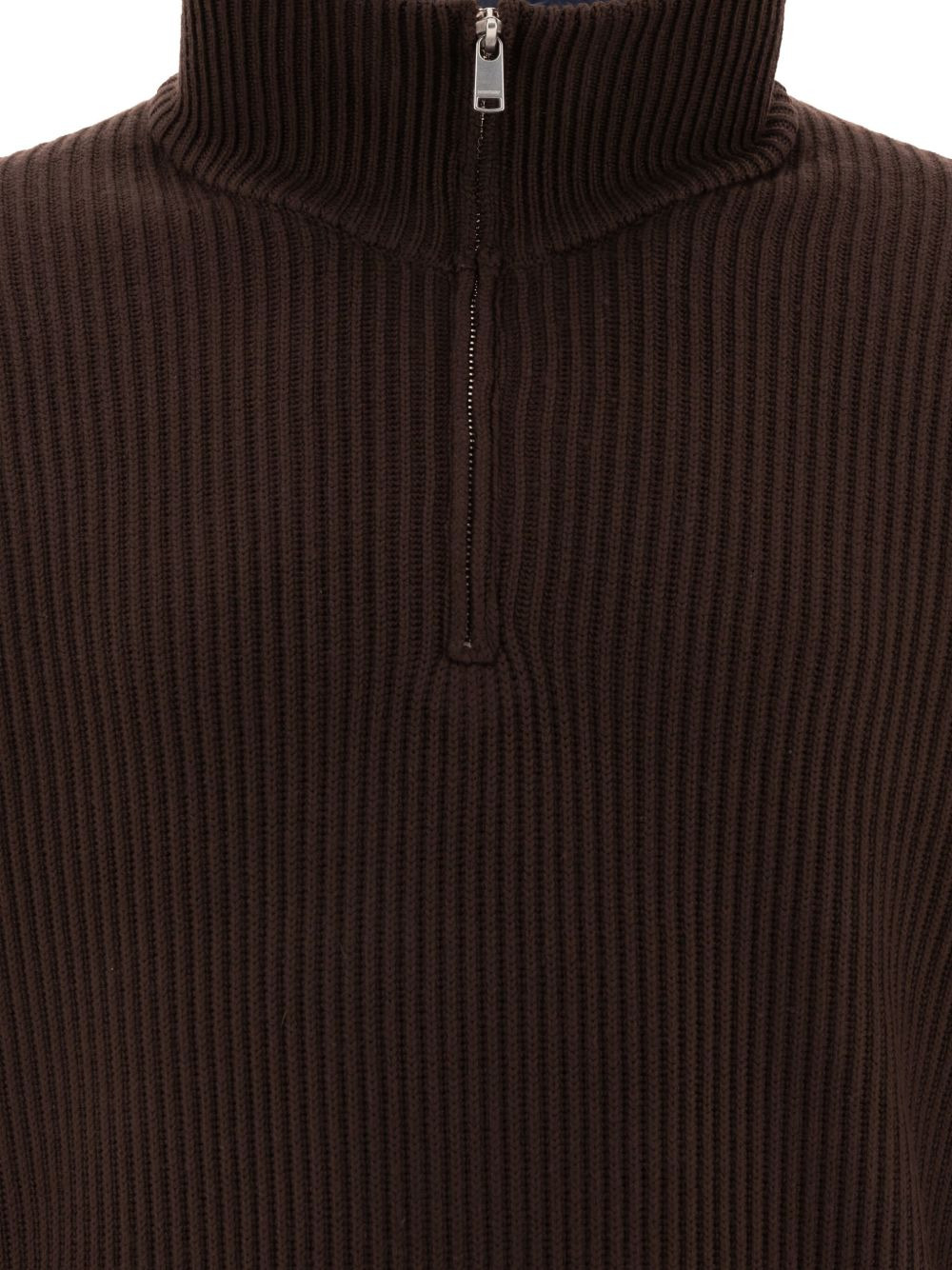 ribbed high-neck zip-up sweater - 4
