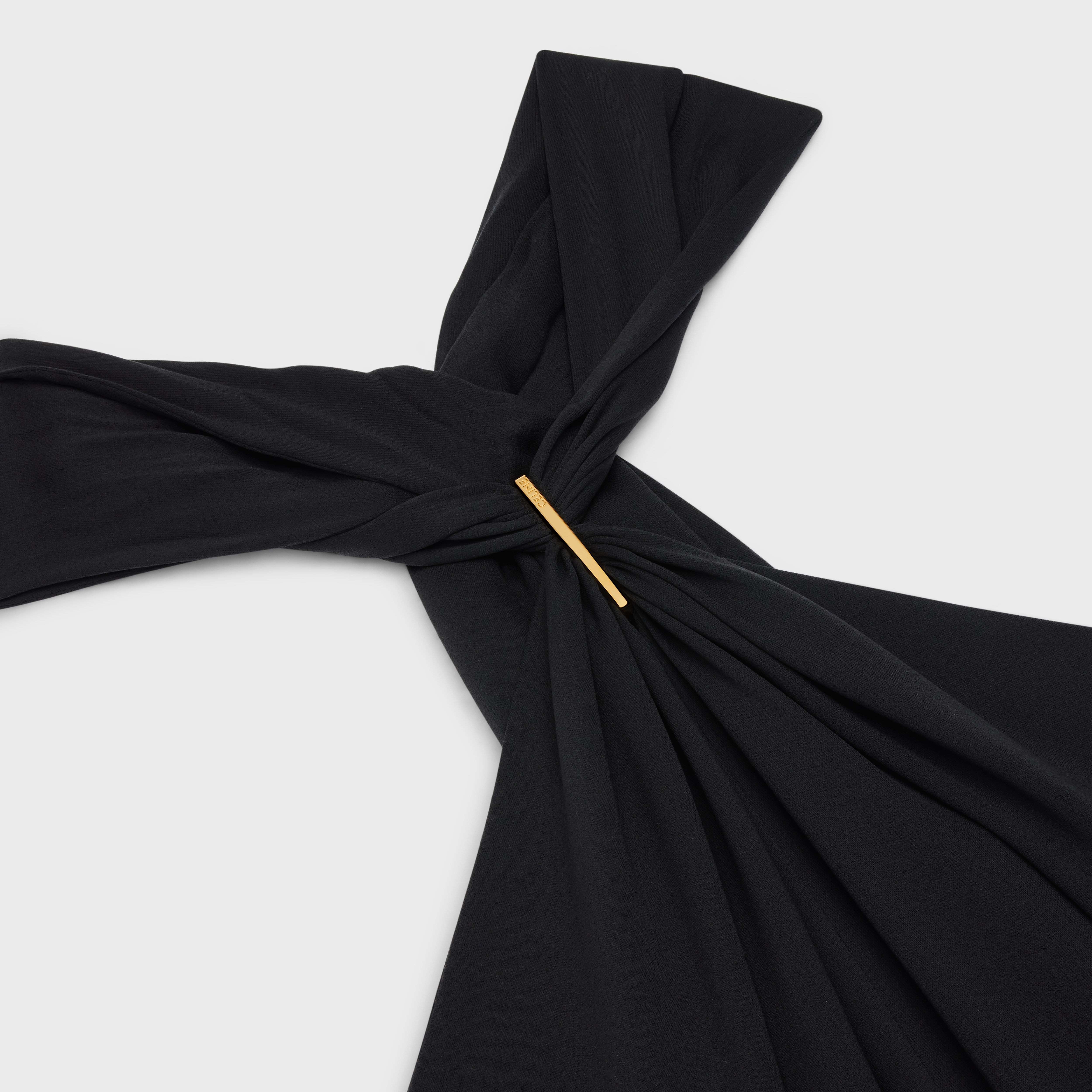 draped barrette dress in silk cady - 3