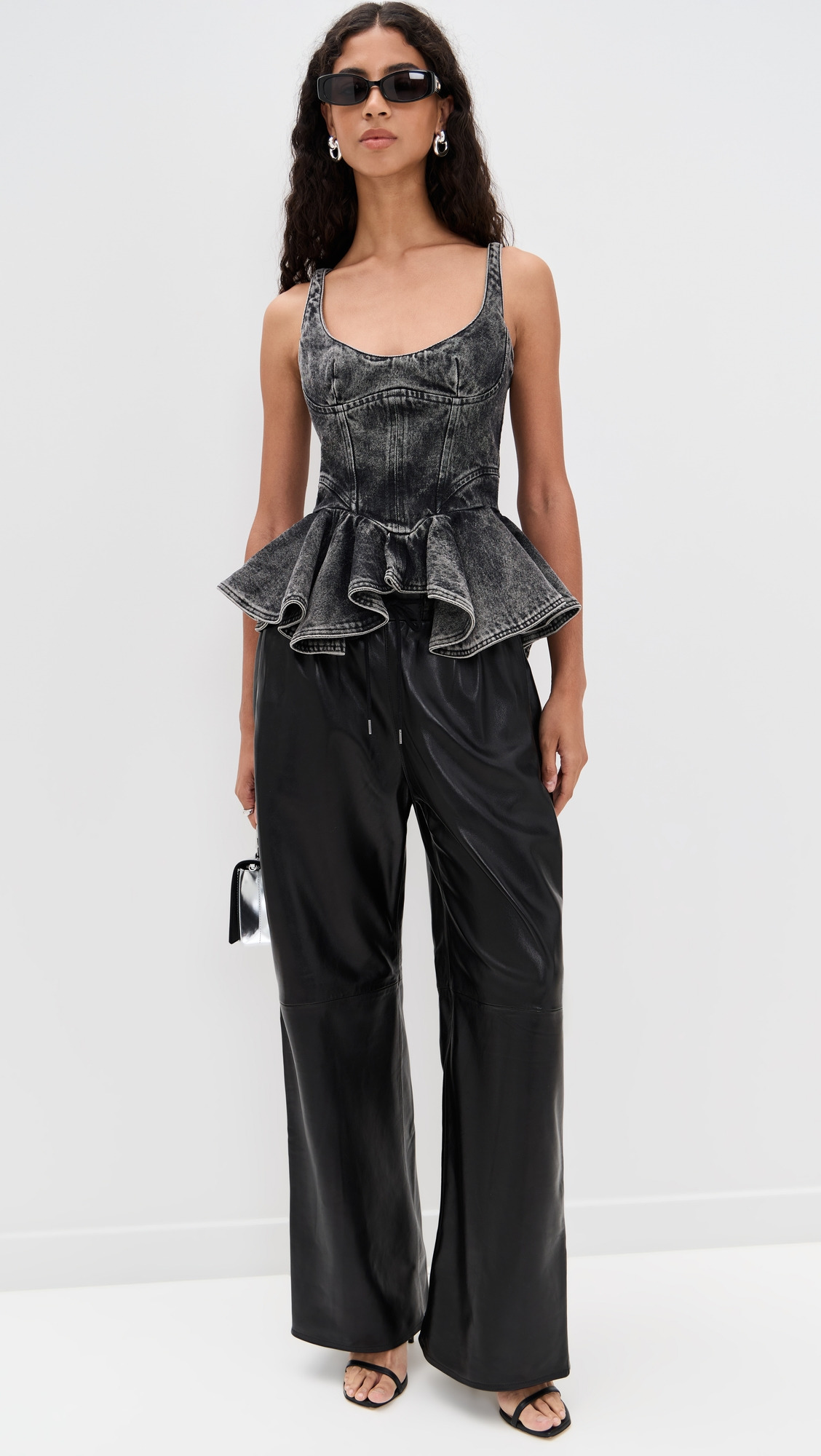 Denim Corset with Asymmetric Hem - 4