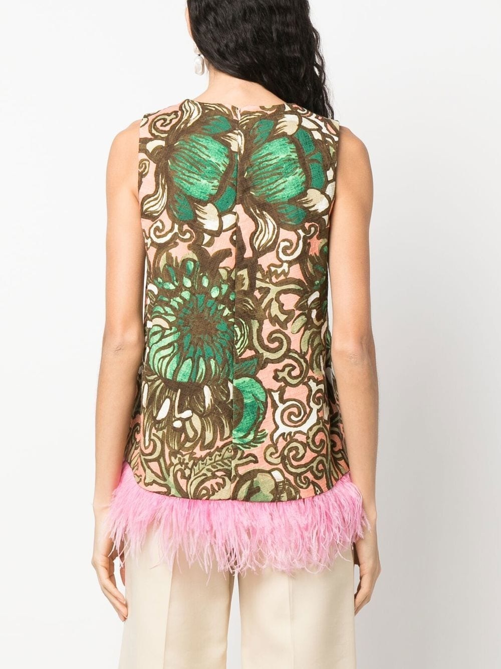 painterly-print feather-detail top - 4