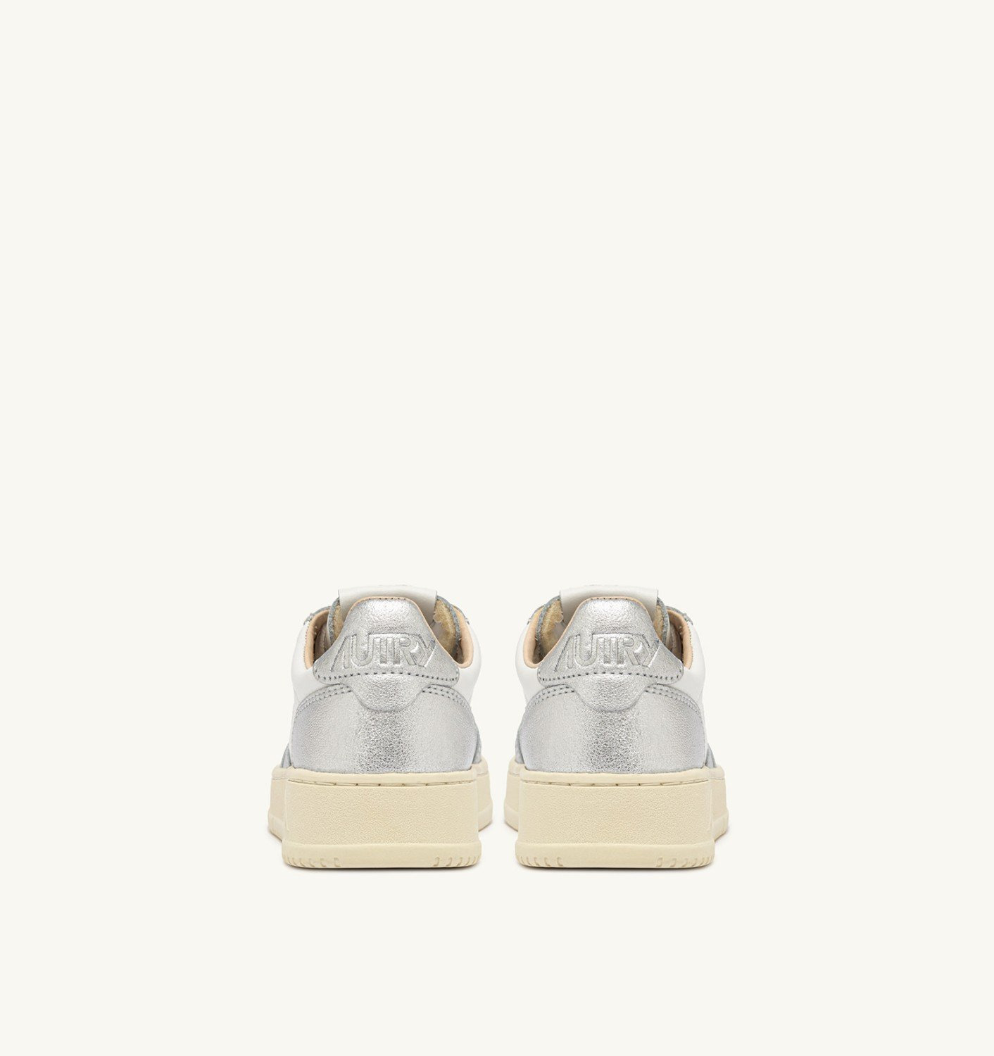 MEDALIST LOW BICOLOR SNEAKERS IN WHITE AND SILVER LEATHER - 3