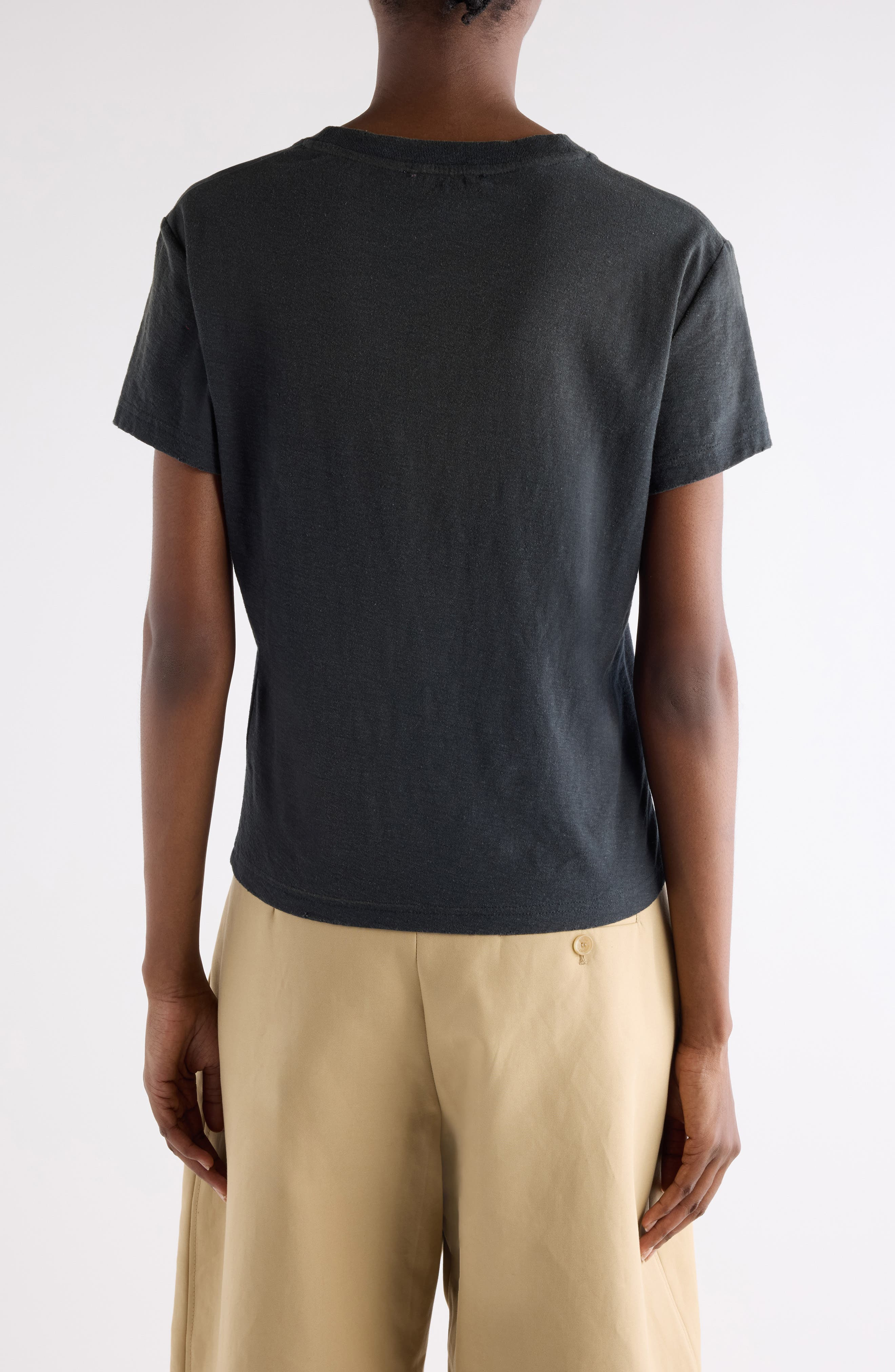 Acne Studios 1996 Logo Distressed Cotton & Hemp Graphic Tee in Faded Black at Nordstrom - 3