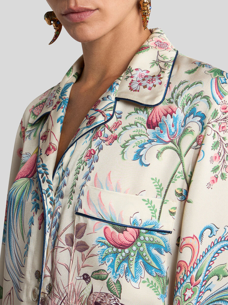 Etro TWILL SHIRT WITH PLACED FLORA AND FAUNA PRINT outlook