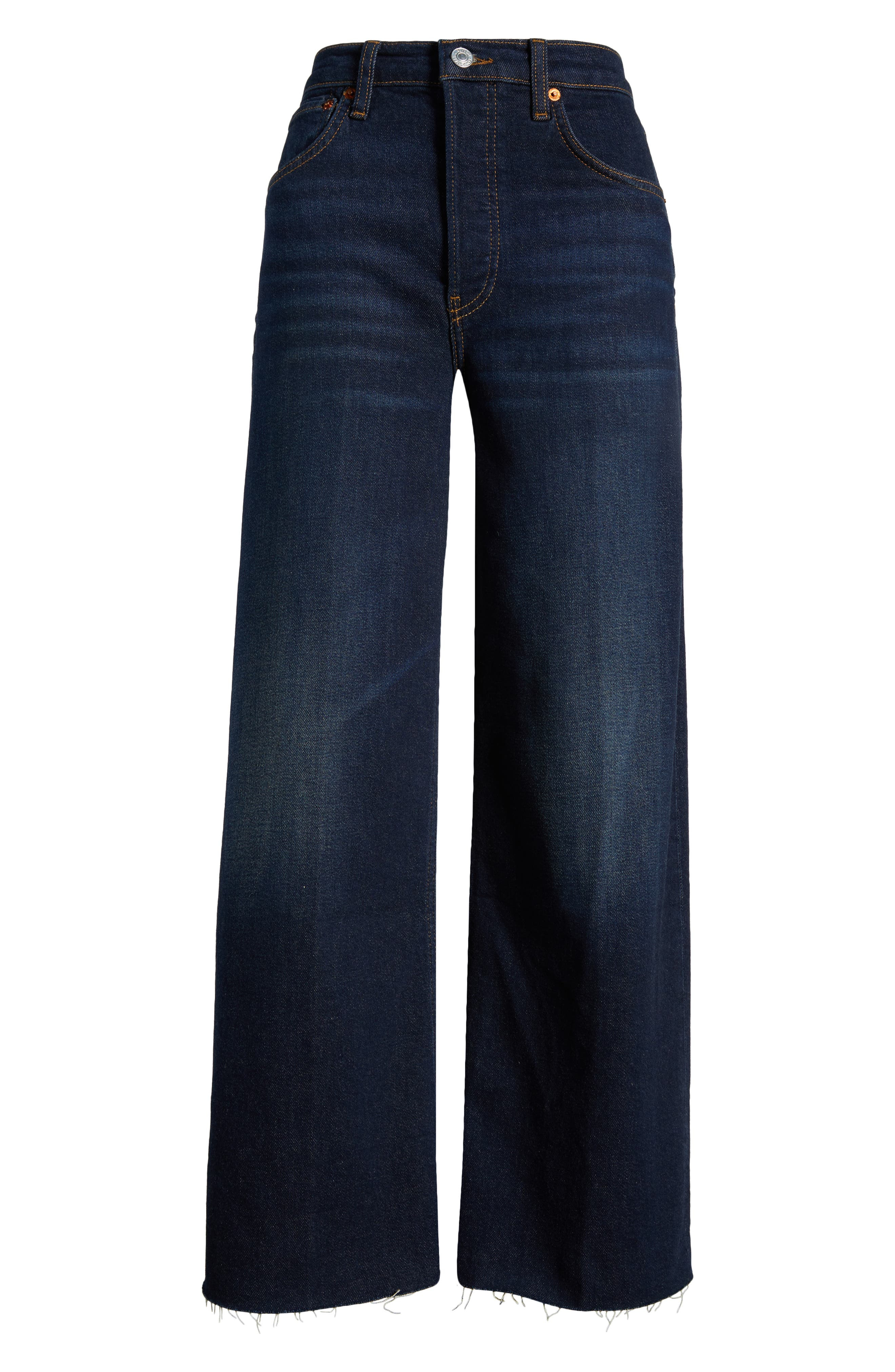 High Waist Crop Wide Leg Jeans - 5