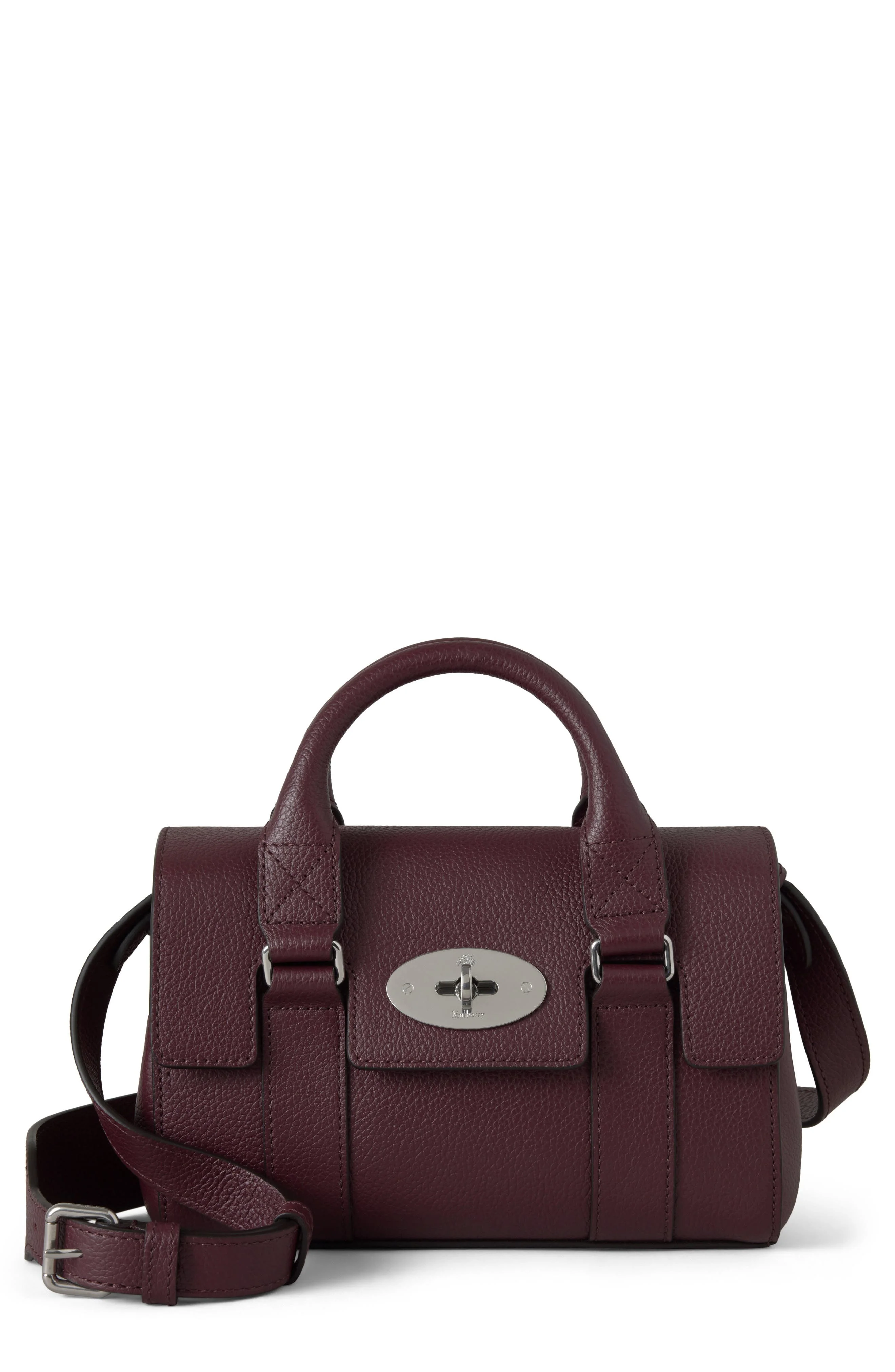 Mulberry Mini Bayswater Grained Leather Handbag in Black Cherry at Nordstrom - 1