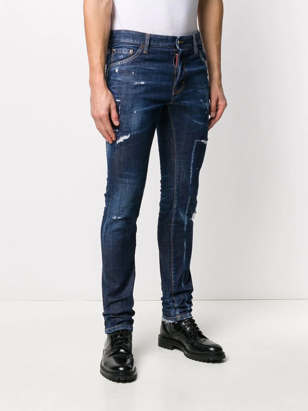 distressed effect skinny jeans - 3