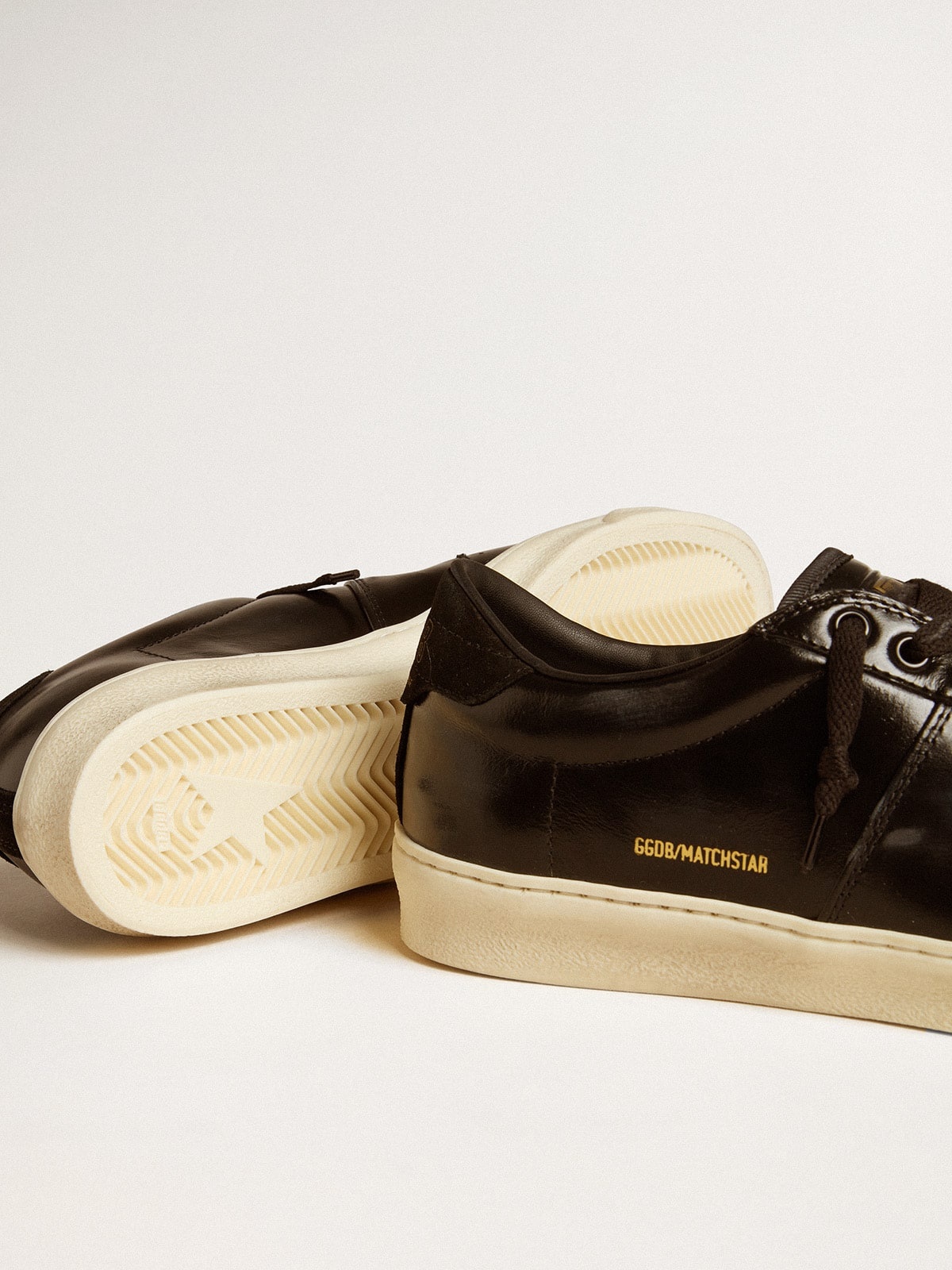 Men's Matchstar in black leather with black suede heel tab - 3