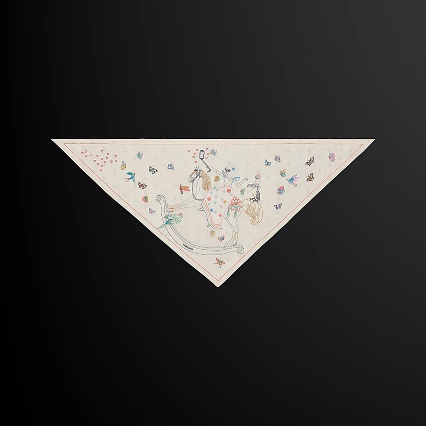 Hermes Story embroidered triangle scarf - 4