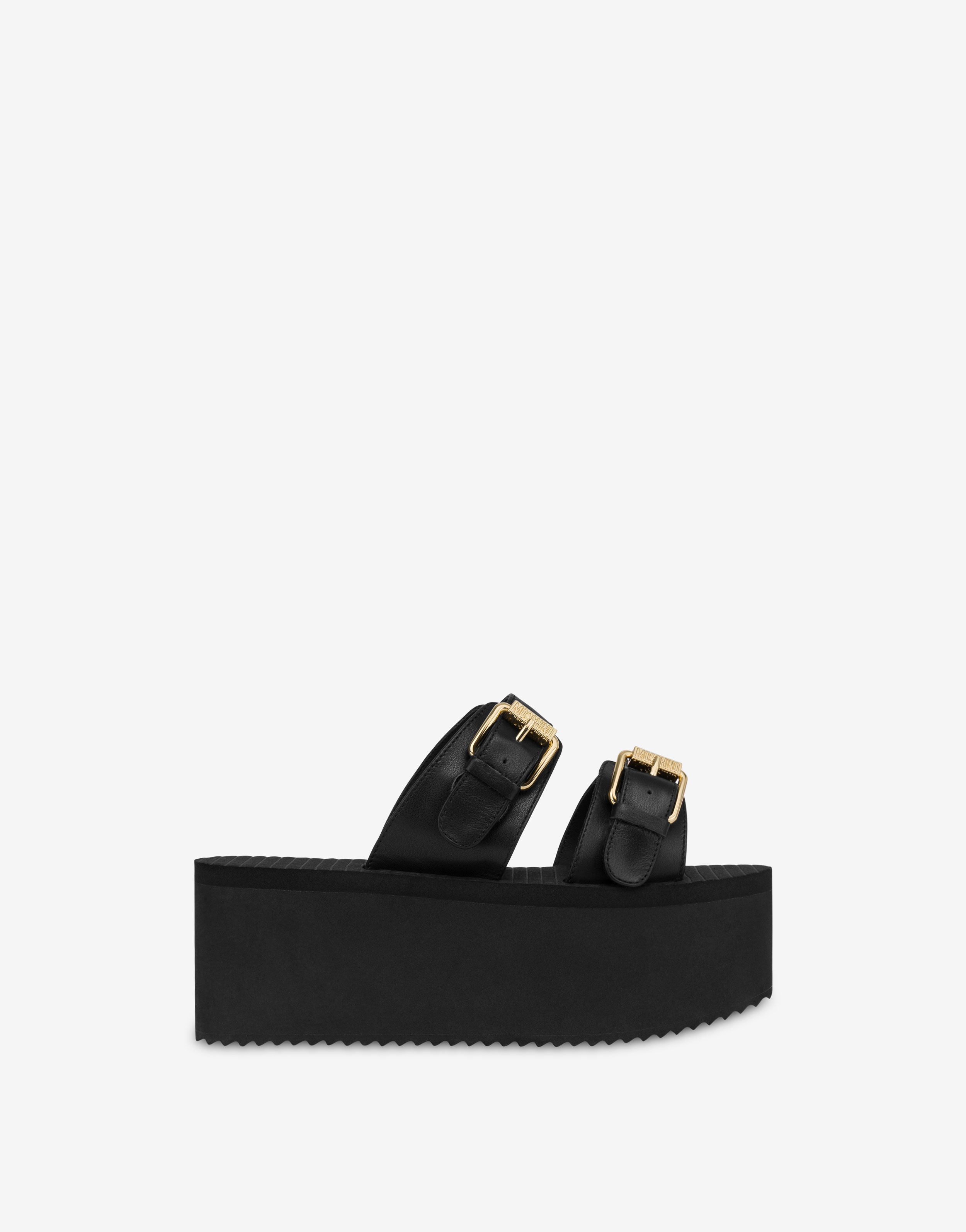 MOSCHINO BUCKLE WEDGE SANDALS - 2