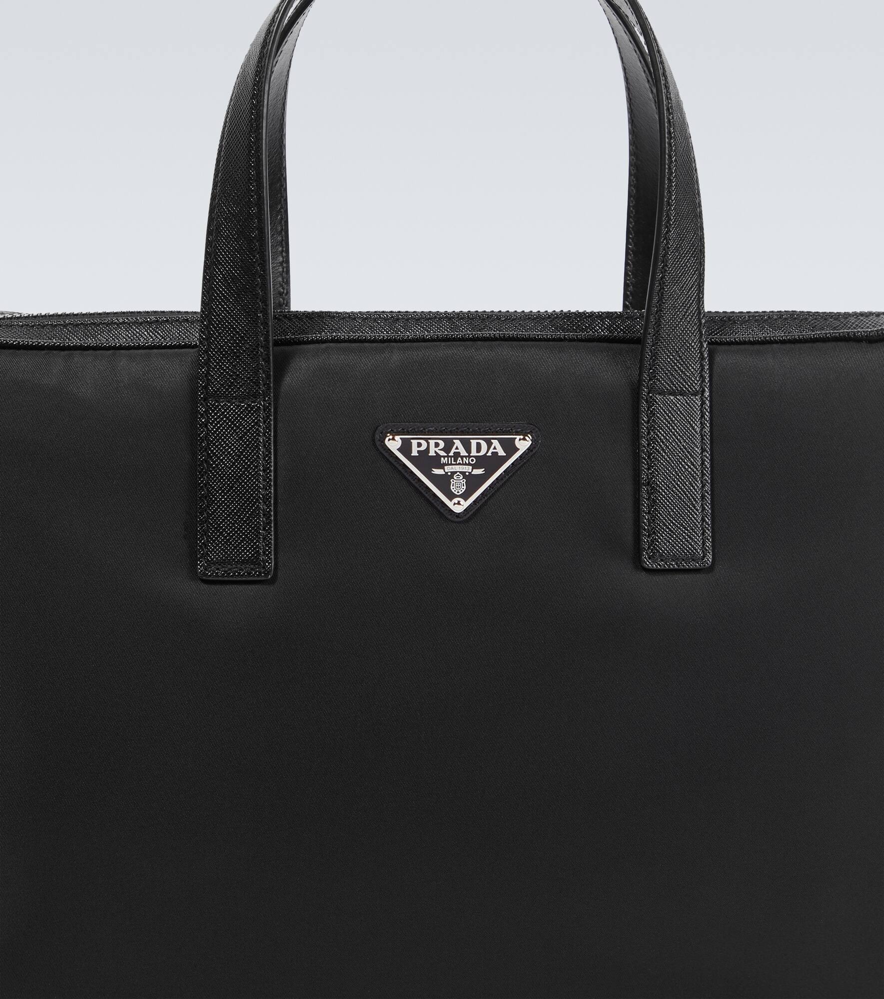 Re-Nylon leather-trimmed briefcase - 6
