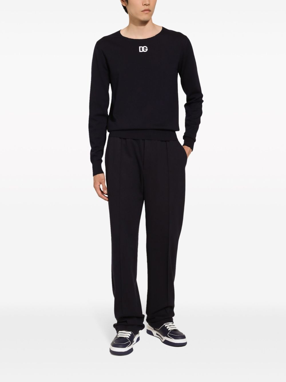 logo-embroidered virgin wool jumper - 3
