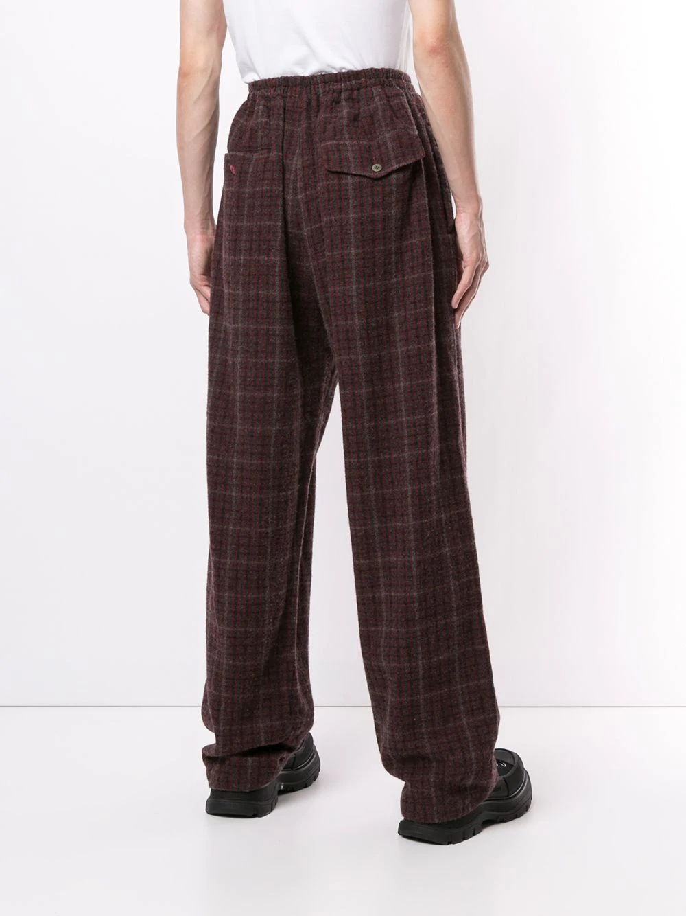 checked wide-leg trousers - 4