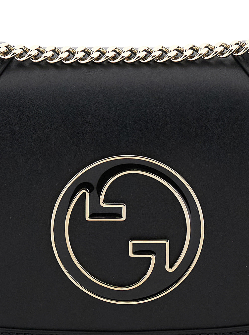 Gucci Women 'Blondie Small' Black Handbag With Metallic Gg Crossover On The Front And Chain Shoulder - 5