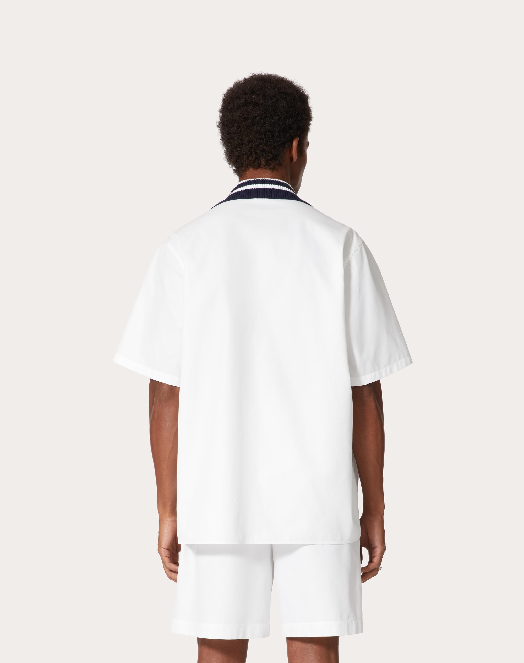 COTTON BOWLING SHIRT WITH VALENTINO PATCH - 4