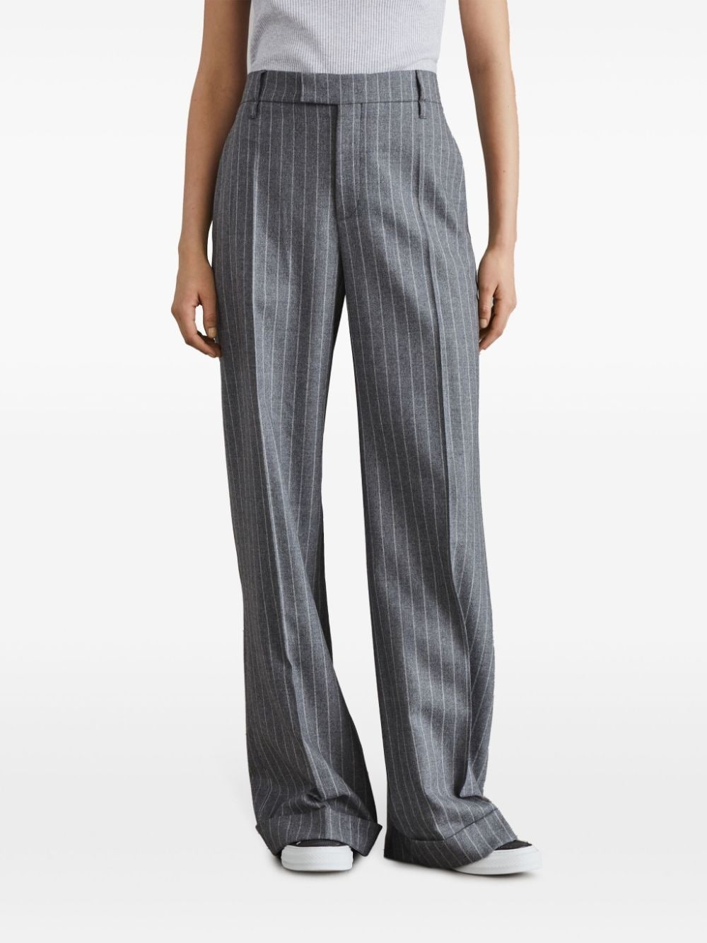 pinstriped wool trousers - 3