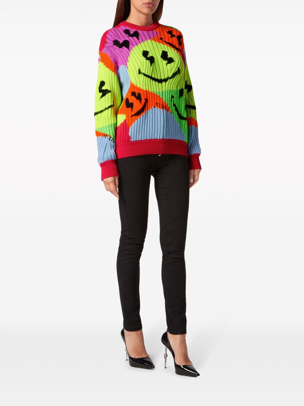 smile-intarsia ribbed-knit jumper - 2