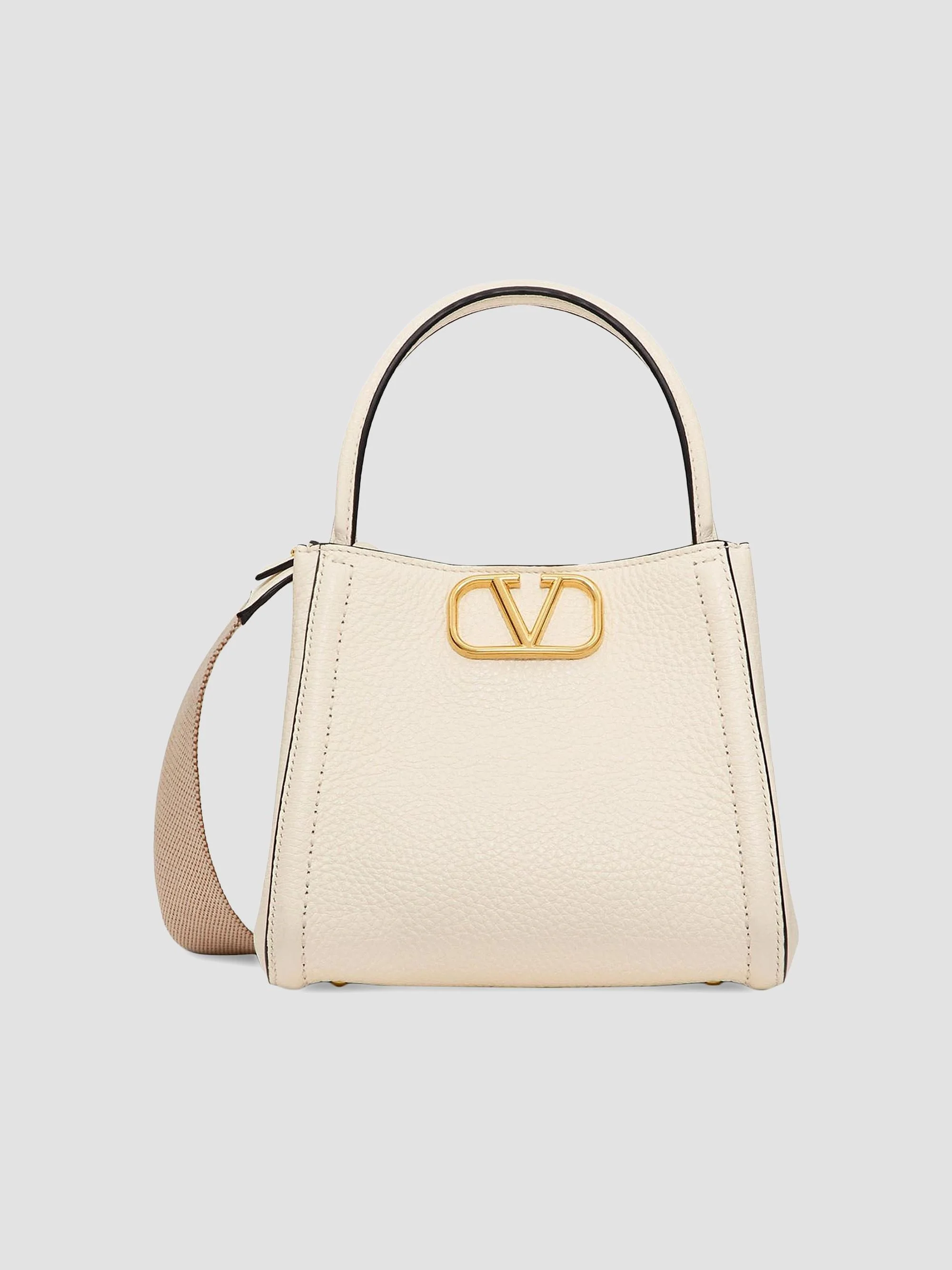 Women's Alltime Small Top Handle Bag in Grainy Calfskin - Ivory - 1