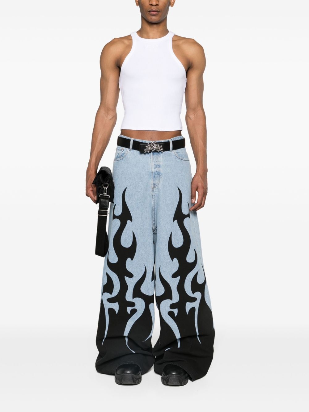 logo-embroidered ribbed tank top - 2