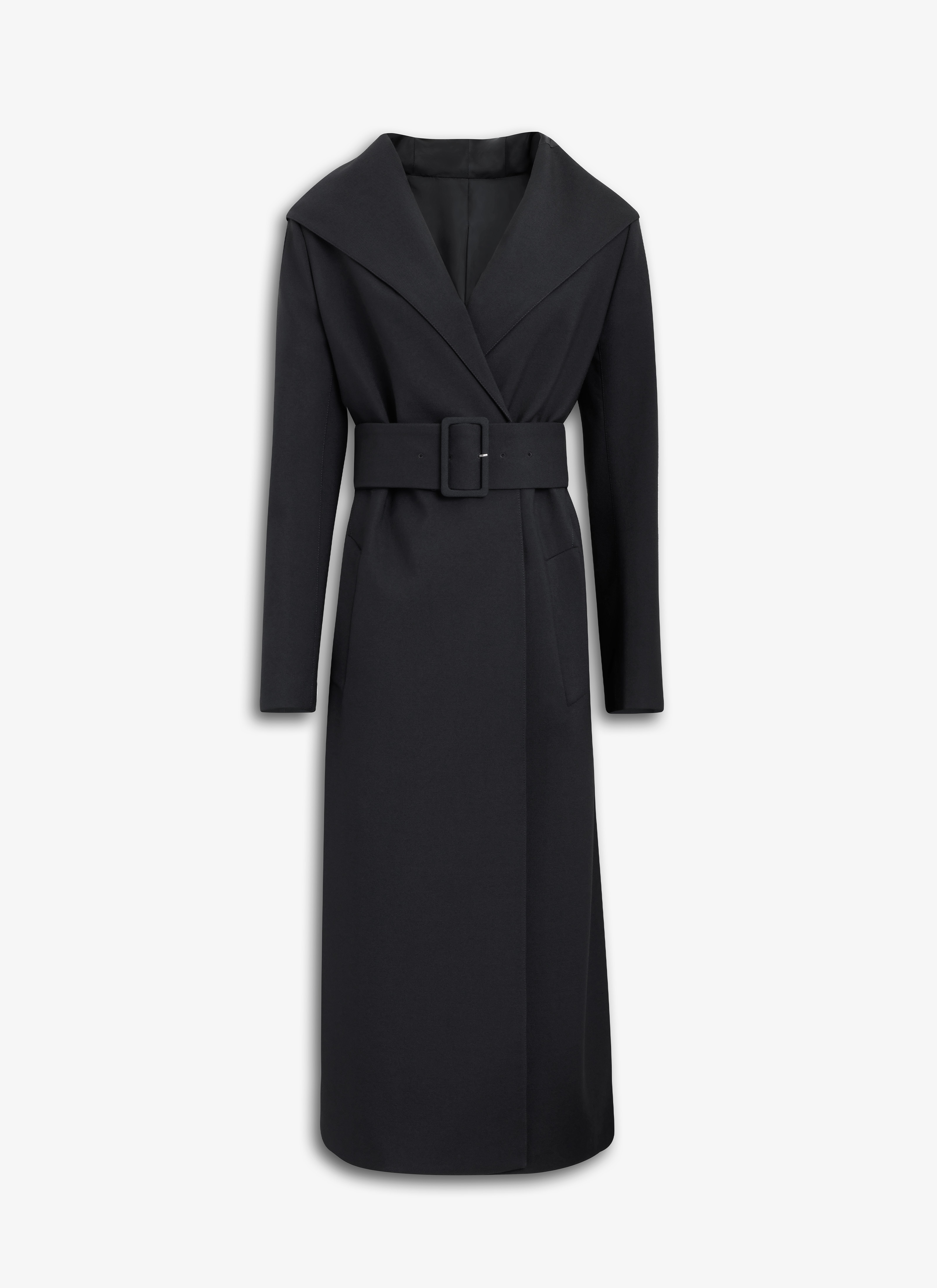 TAILORED WOOL COAT WITH HOOD - 1