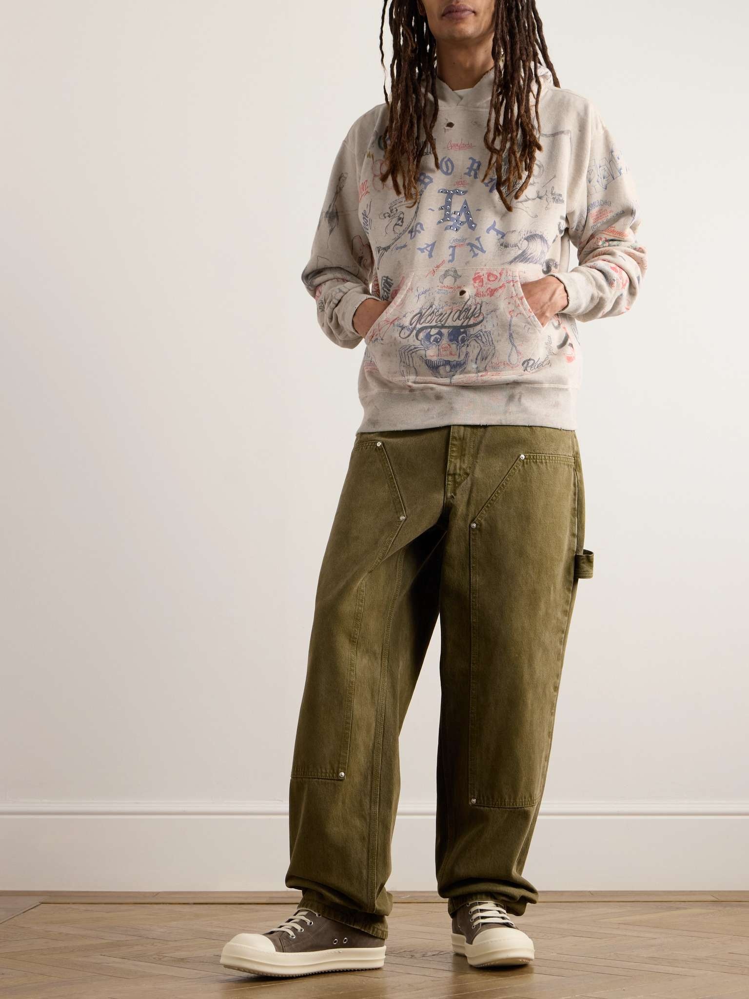 SAINT M×××××× + Born X Raised Distressed Crystal-Embellished