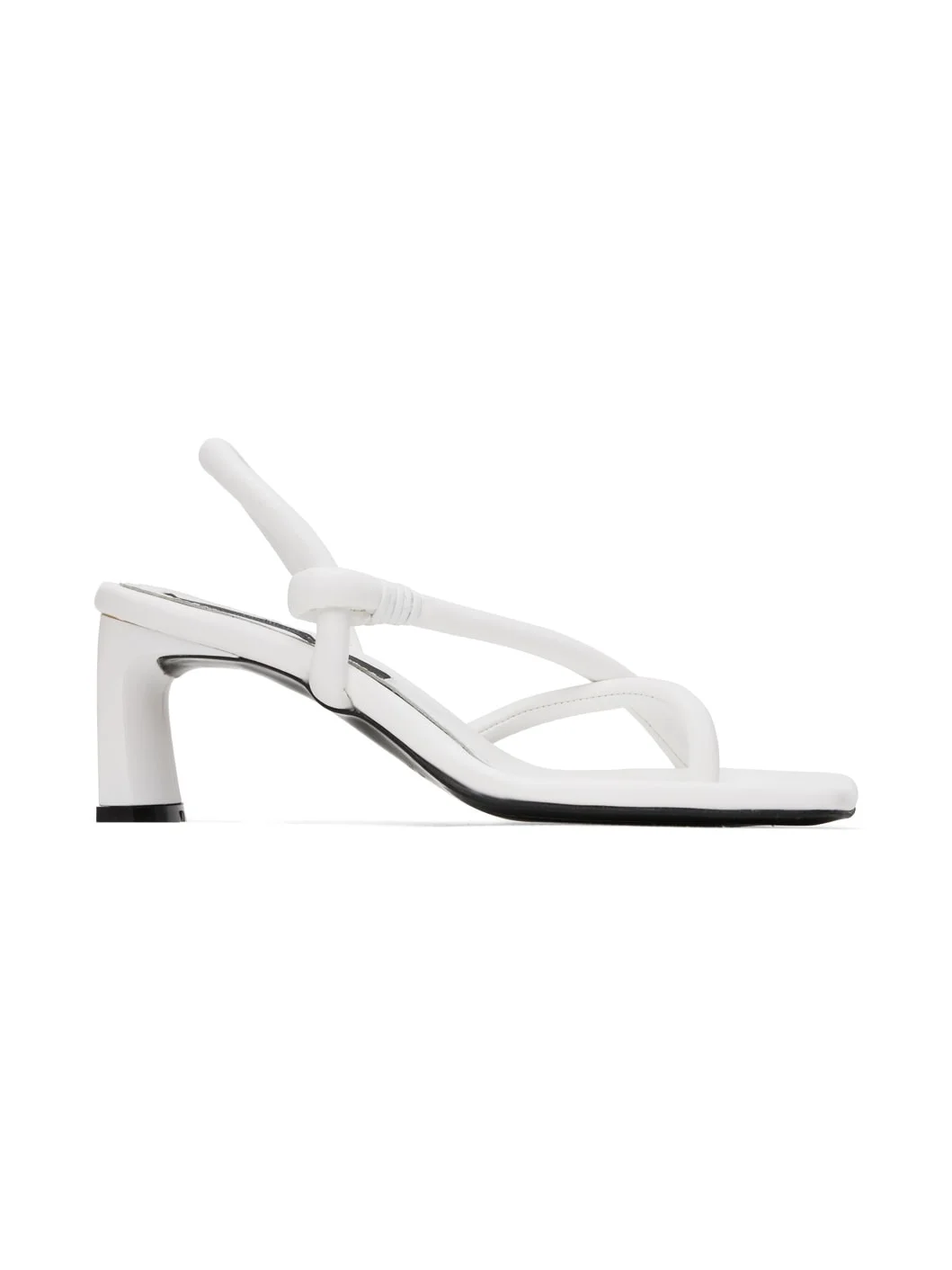 White Mismatched Heeled Sandals - 1