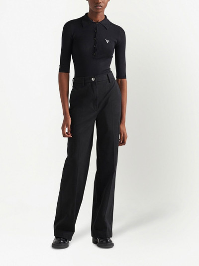 Prada triangle-patch straight-leg trousers outlook