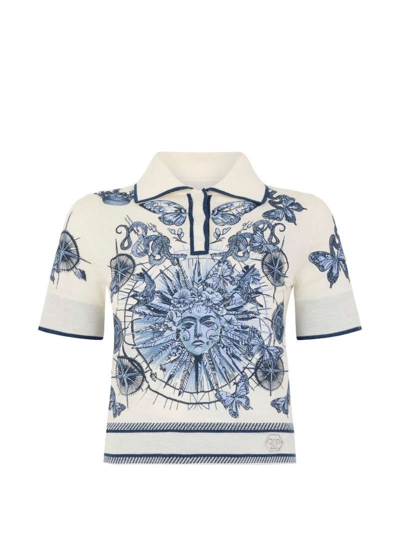 graphic-print polo shirt 1