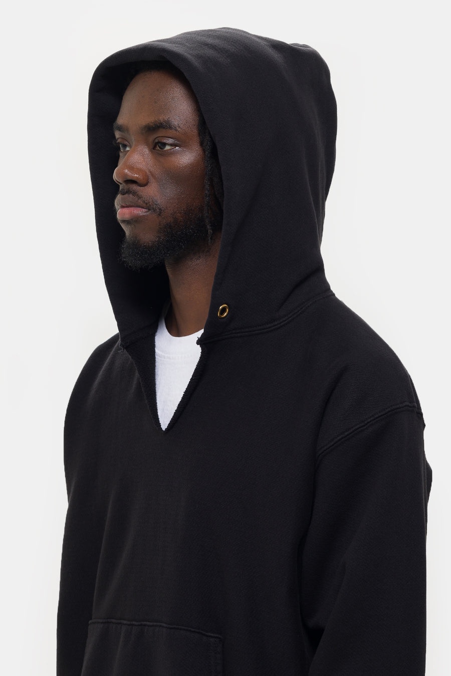 Heavyweight Inside Out Raw Cropped Hoodie in Jet Black - 4