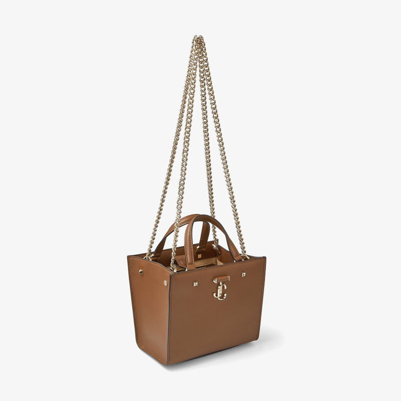 Varenne Tote Bag S
Dark Tan Fine Shiny Calf Leather Tote Bag with Light Gold JC Emblem 6