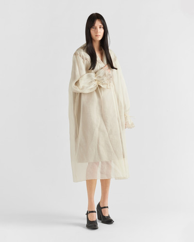 Prada Single-breasted nylonette and Panama cotton coat outlook