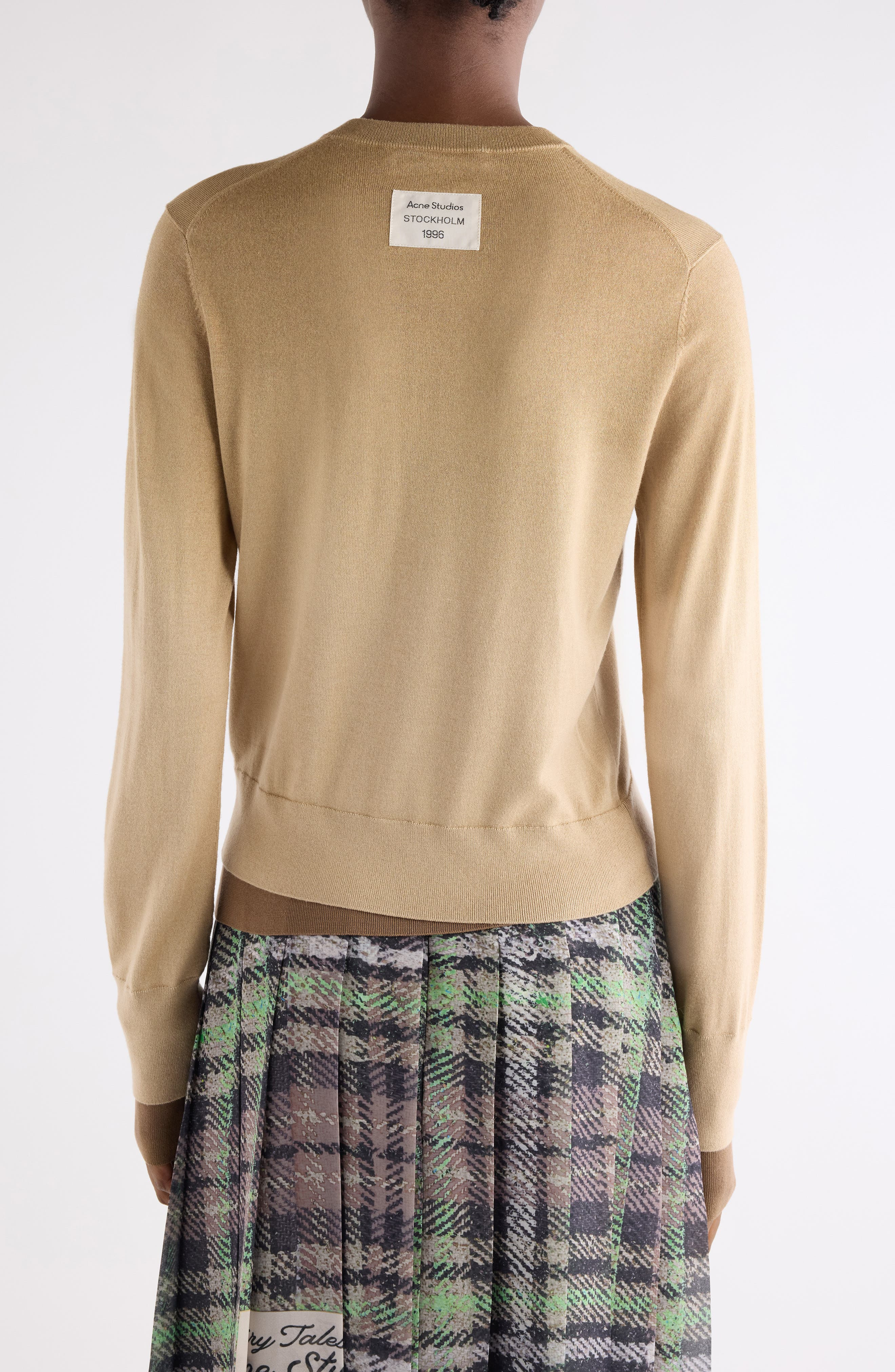 Acne Studios Kohona Layered Silk, Wool & Cashmere Cardigan in Sand Beige at Nordstrom - 3