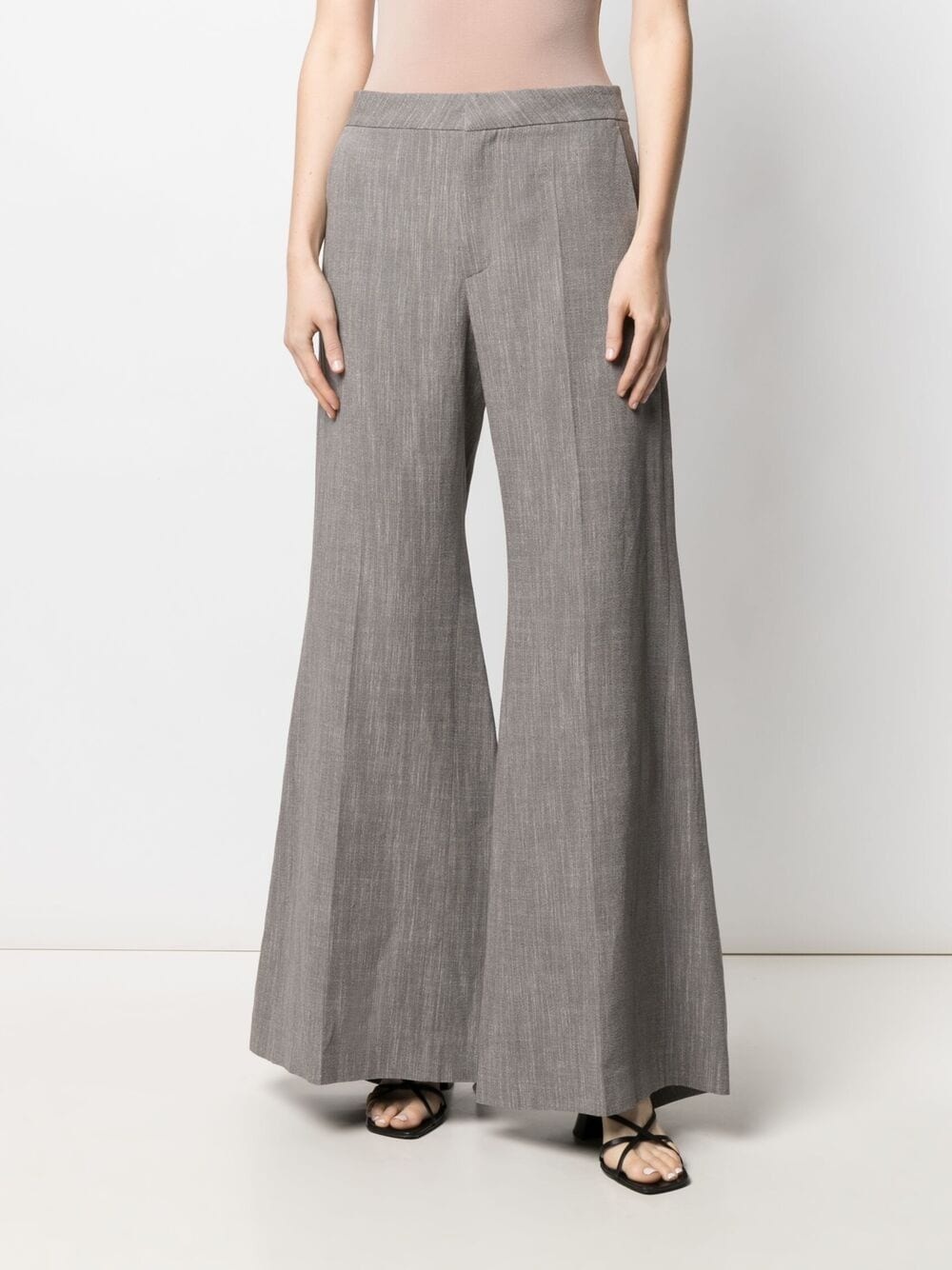 tie-detail draped wide-leg trousers - 3