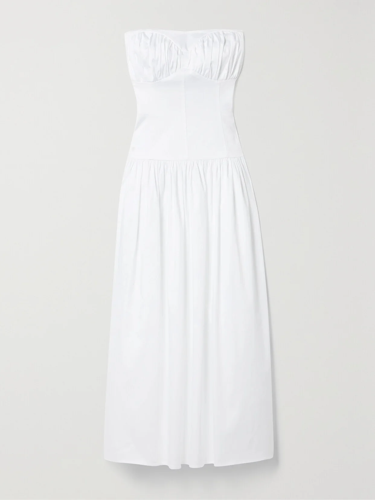Lauryn Strapless Gathered Cotton-blend Midi Dress - 1