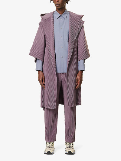 ISSEY MIYAKE Pleated cape-sleeved relaxed-fit knitted hooded coat outlook