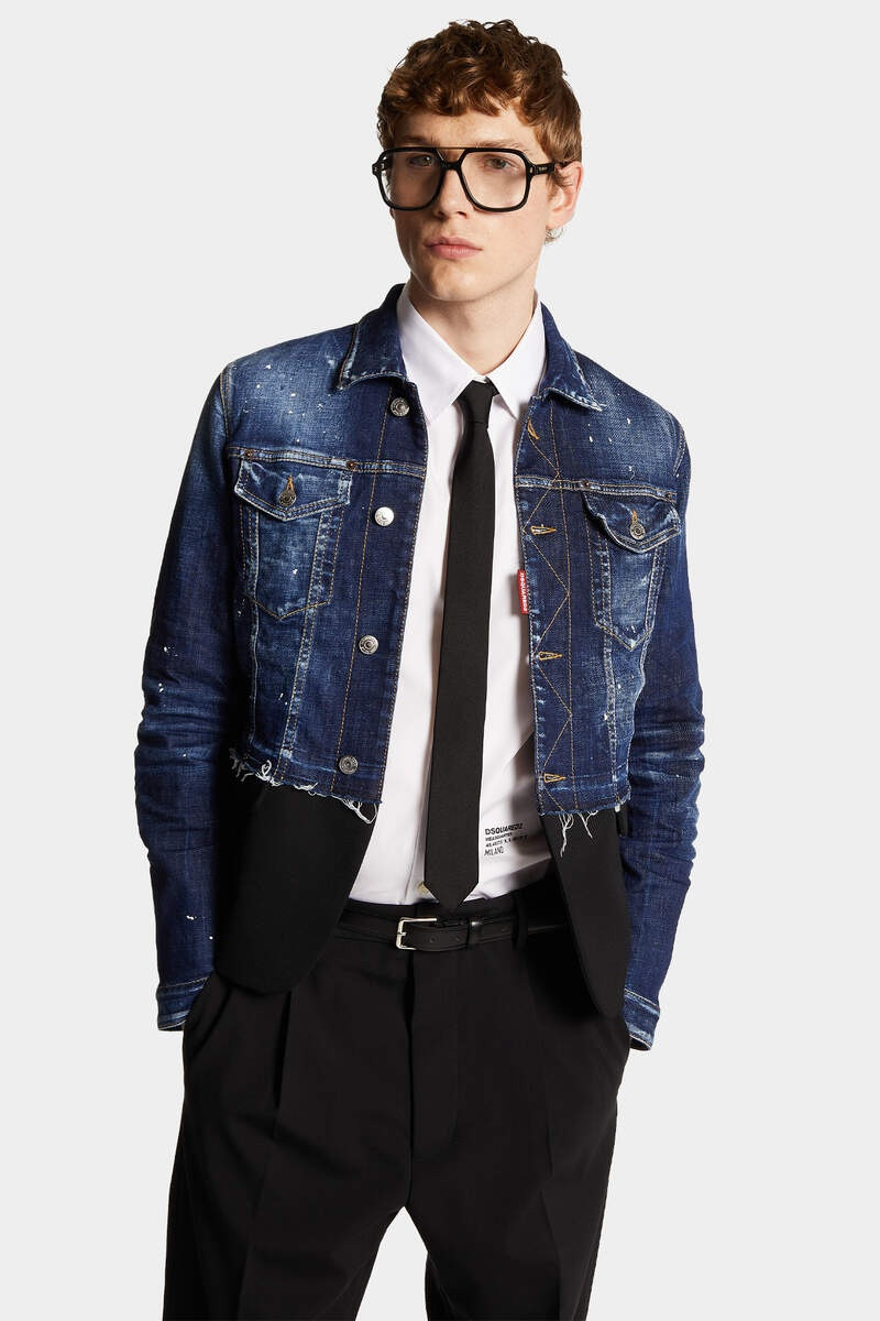 MEDIUM WHITE AND BLUE SPOTS DENIM JACKET 3