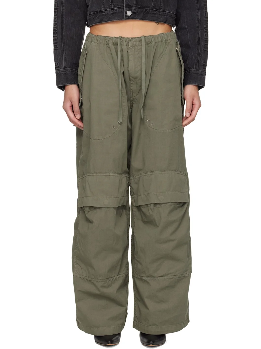 Khaki Mid-Rise Articulated Pockets Cargo Pants - 1