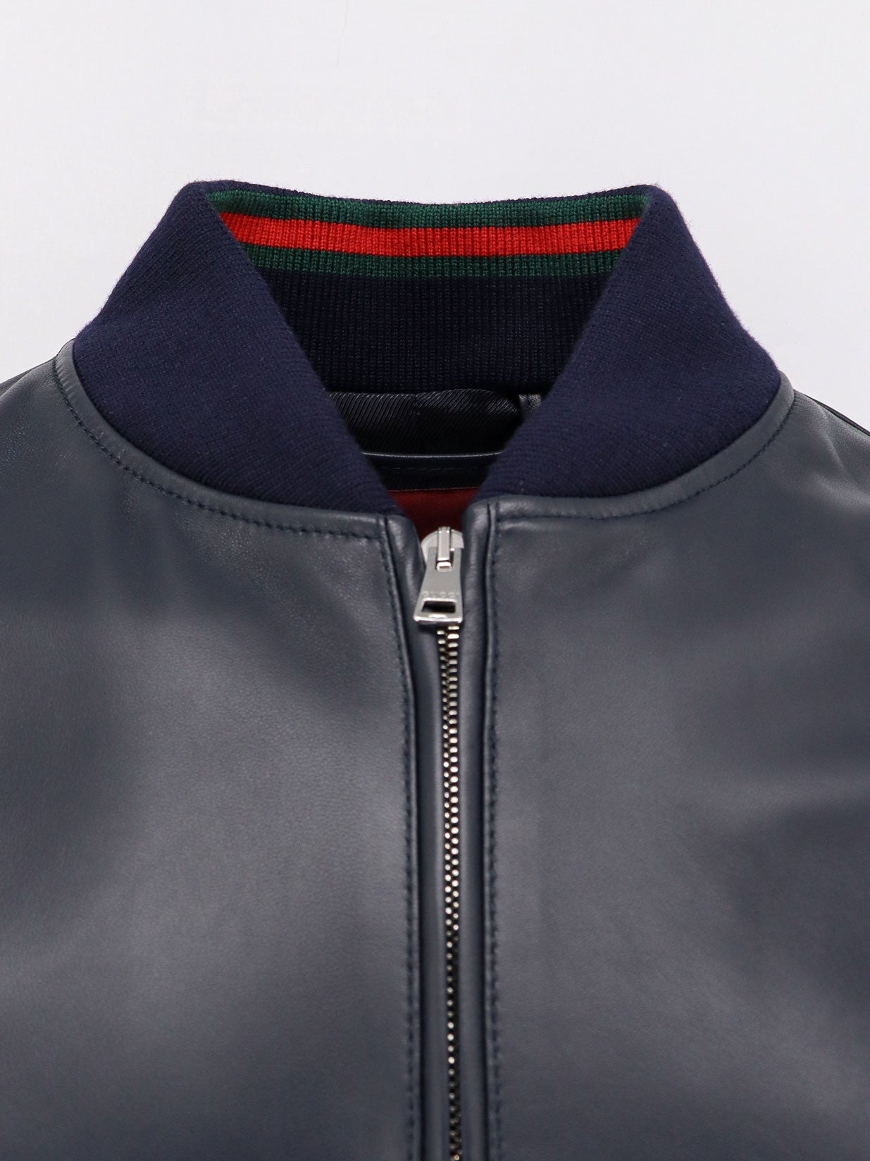 Gucci Men Leather Jacket Witth Web Details - 3