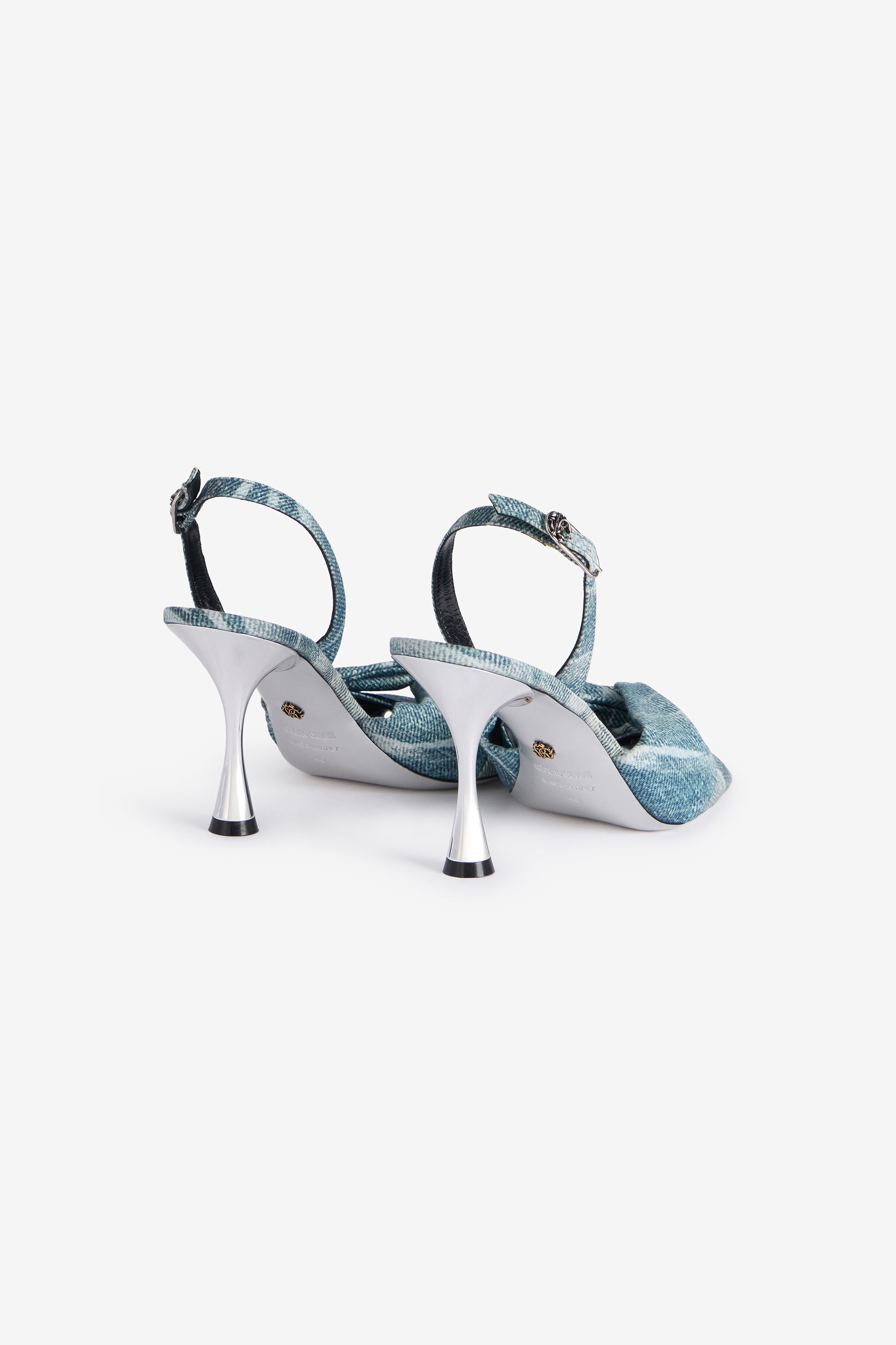 Denim-Effect Slingback Sandals - 3