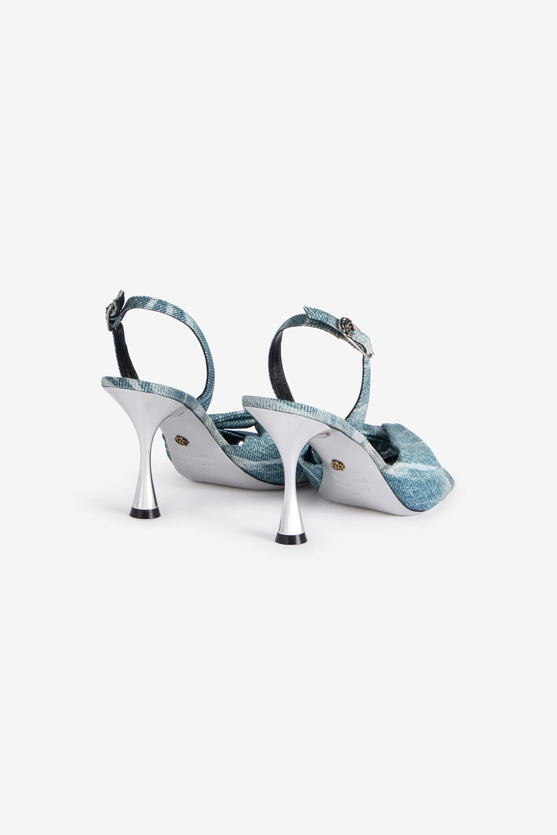 Roberto Cavalli Denim-Effect Slingback Sandals outlook