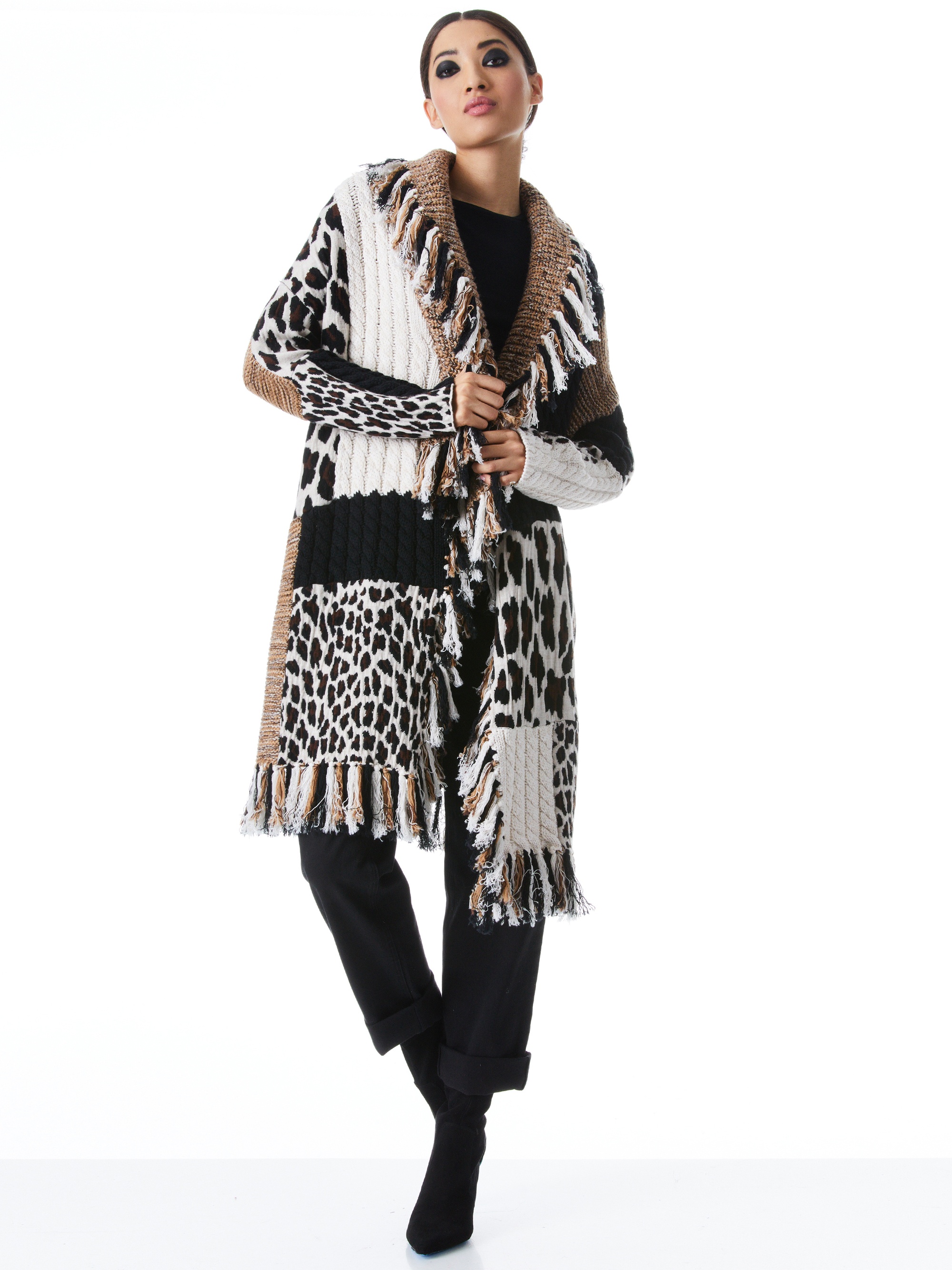 GRICELDA PATCHWORK SWEATER COAT - 4
