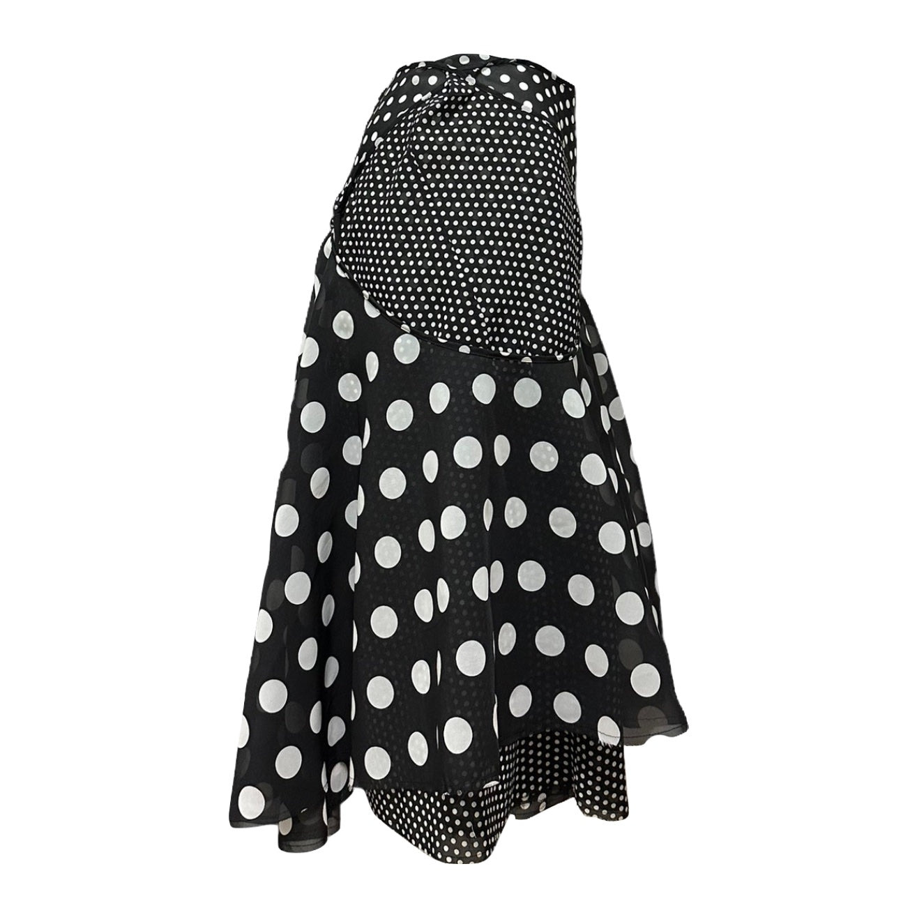 JUNYA WATANABE Spring Summer 2004 Polka Dot Asymmetric Flared Midi Skirt - 3