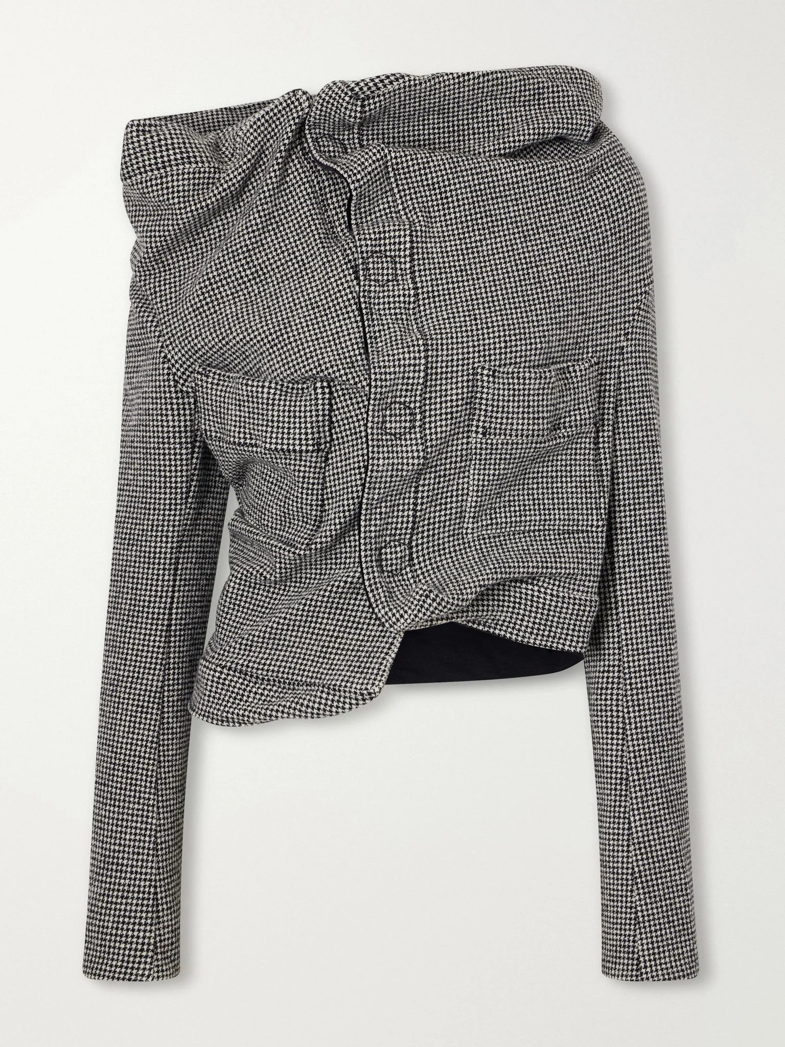 Asymmetric houndstooth wool-blend jacket Gray - 1